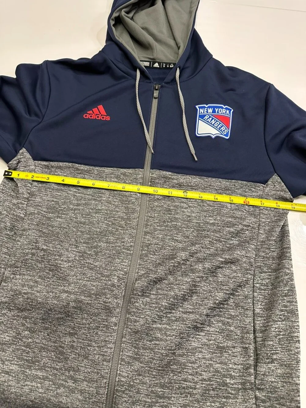 Adidas NHL New York Rangers Colorblock Full Zip Hoodie Blue Gray Men S